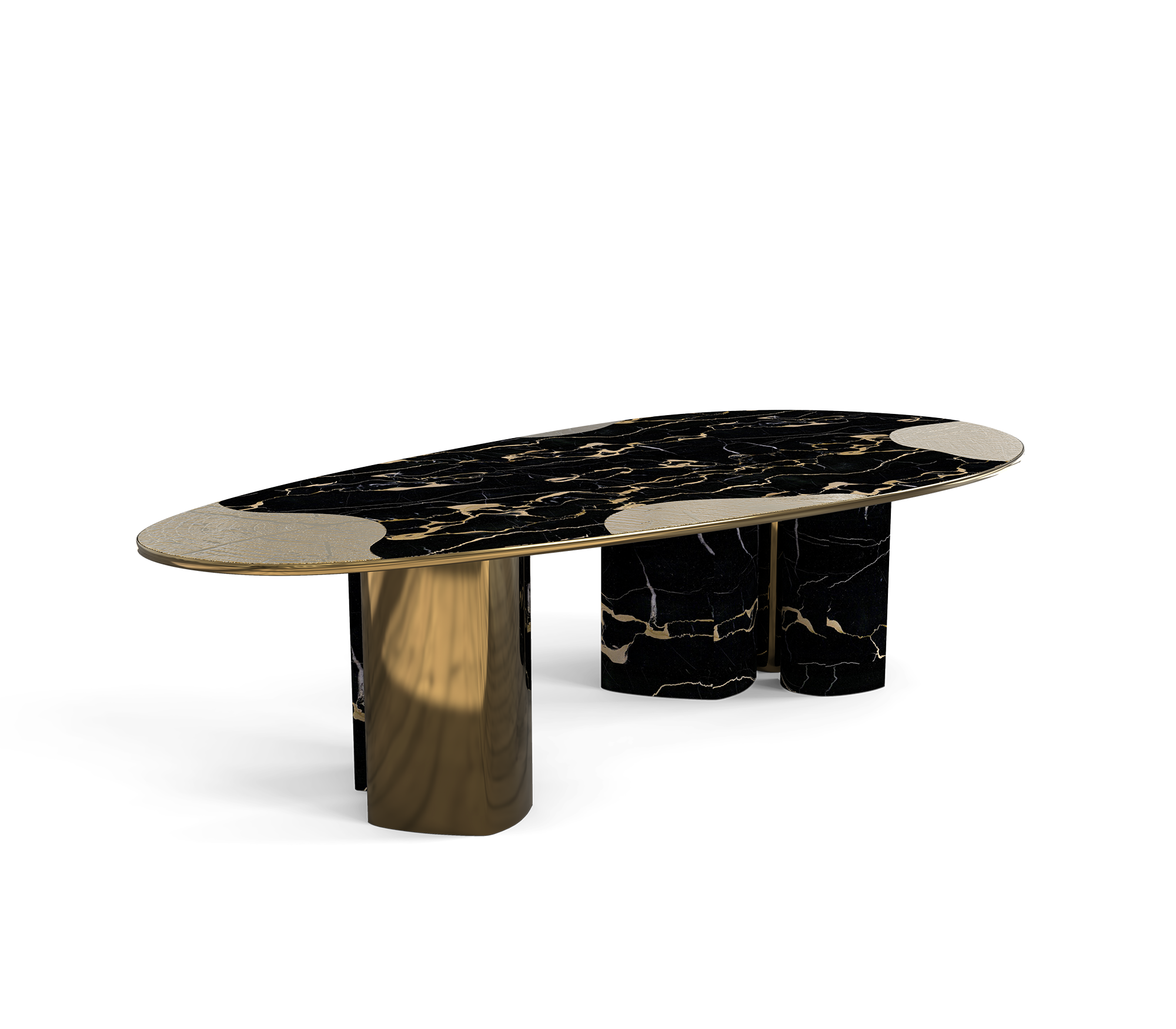 Athena Portoro Marble & Patina Dining Table