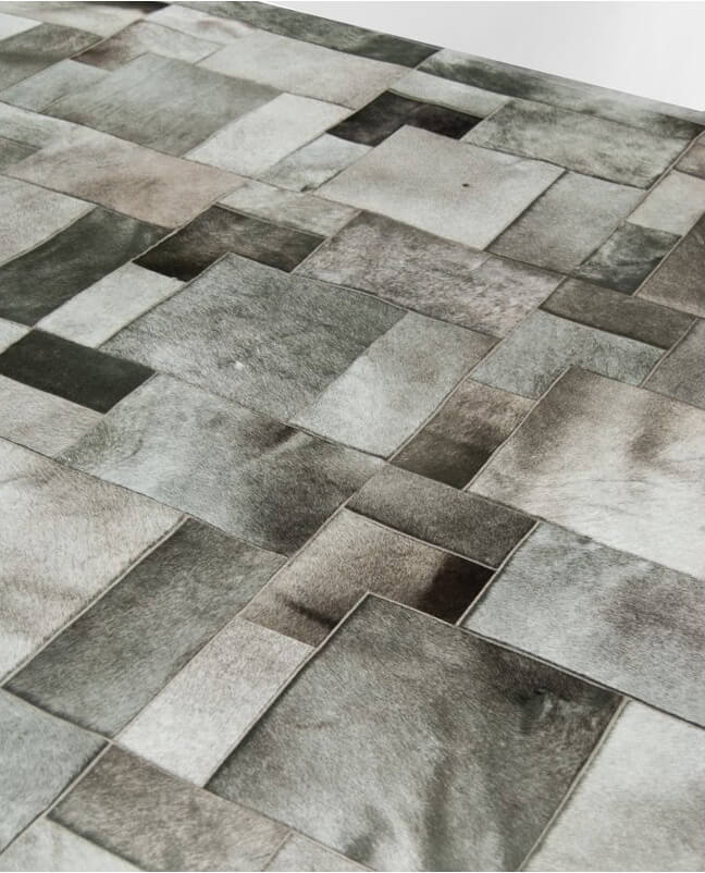 Puzzle Cowhide Grey Rug ☞ Size: 180 x 300 cm
