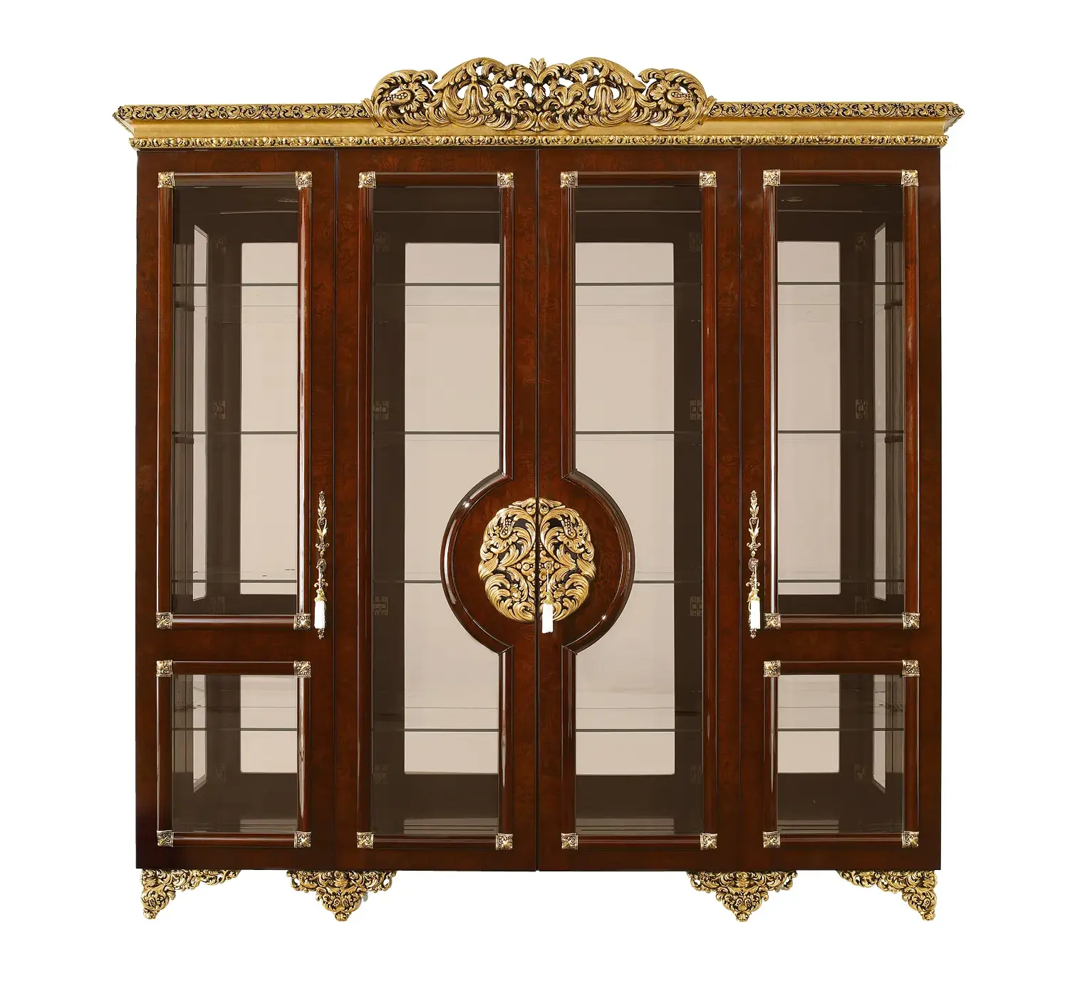 Brown/Gold Classic Display Cabinet