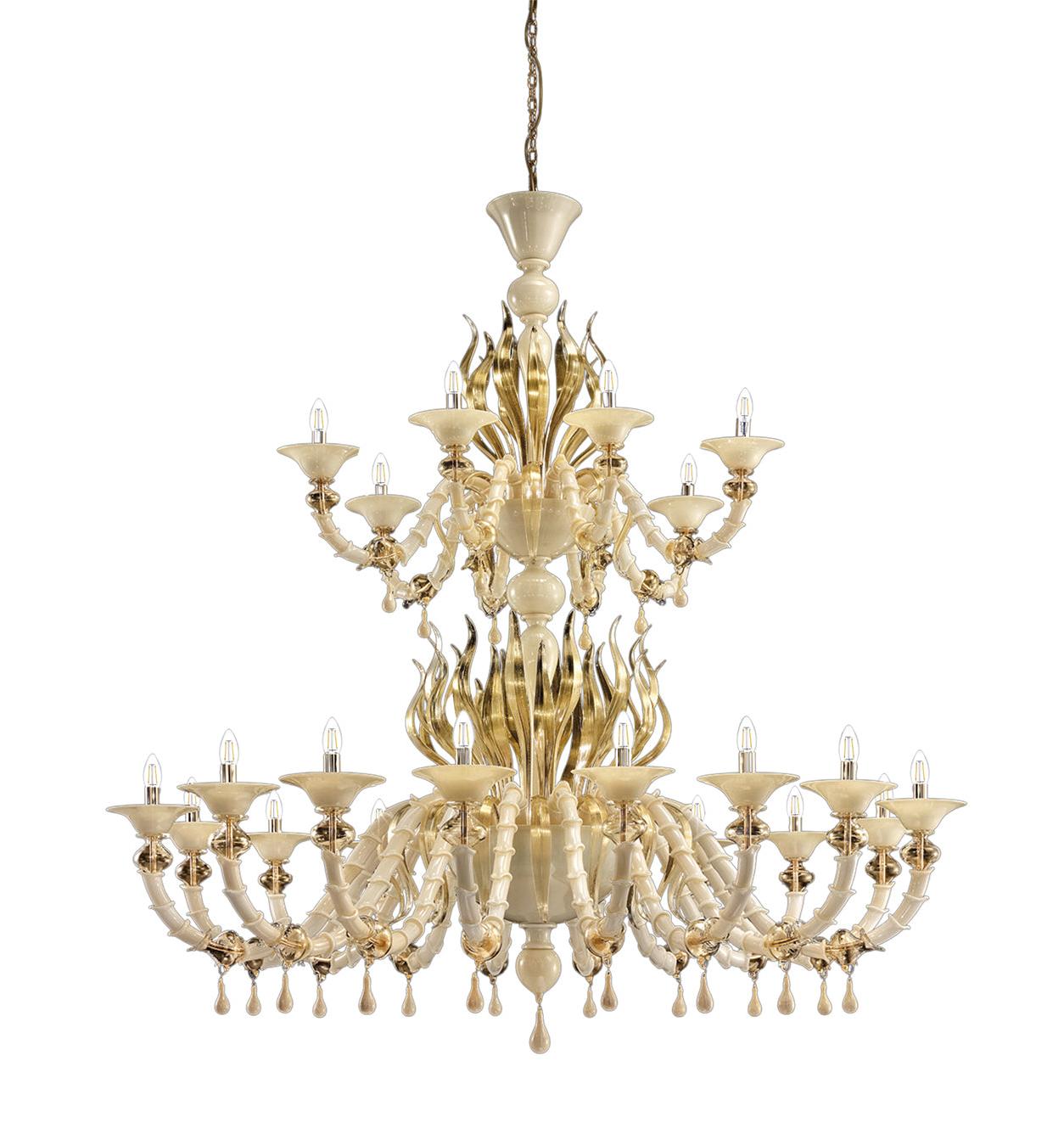Classic Chandelier in Golden Blown Murano Glass