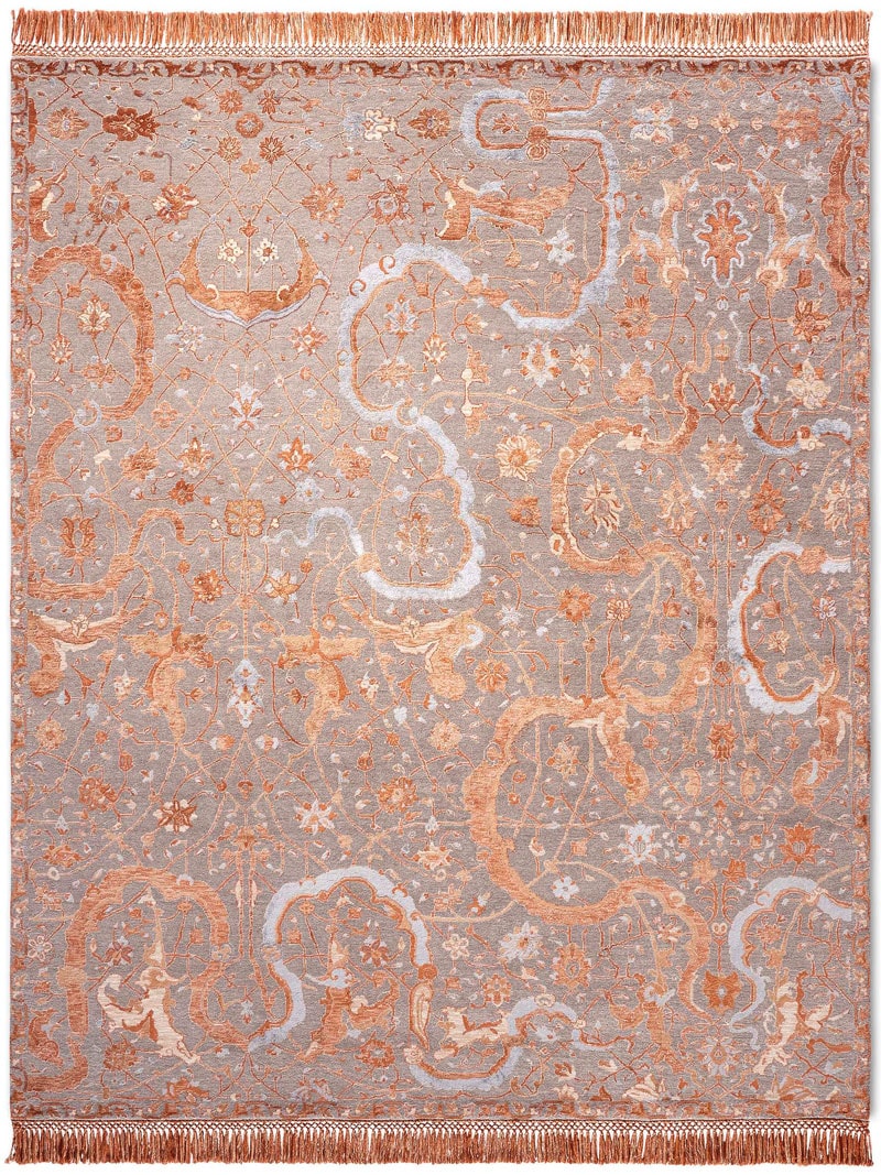 Tabriz Orange Hand Woven Rug