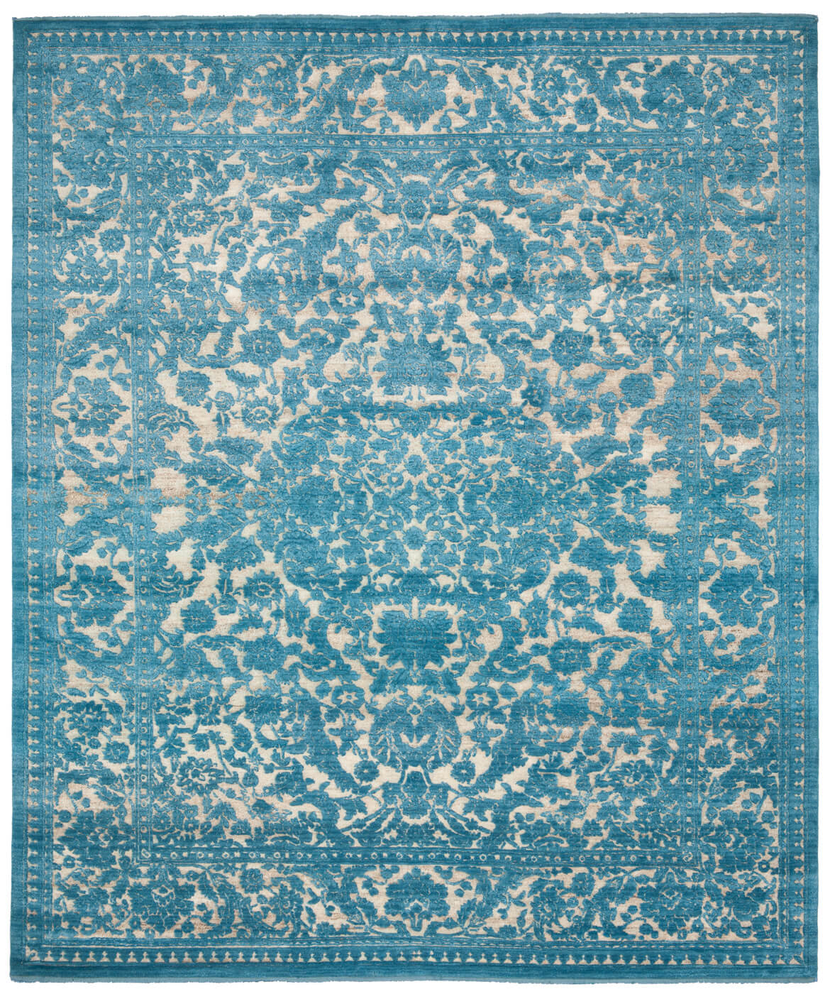 Medallion Hand-Knotted Blue Rug