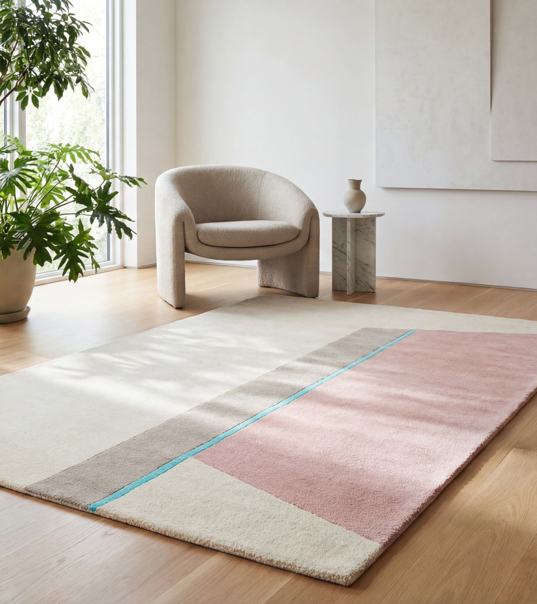 Linear Veil Handcrafted Rug