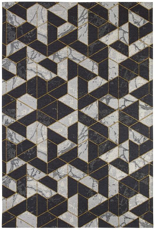 Geometric Deco Black / Grey Rug ☞ Size: 6' 7" x 9' 4" (200 x 285 cm)