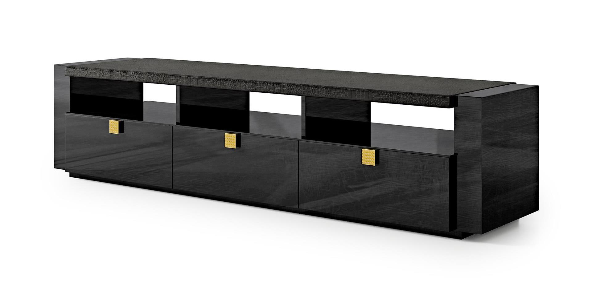 Black TV Unit with Leather Top