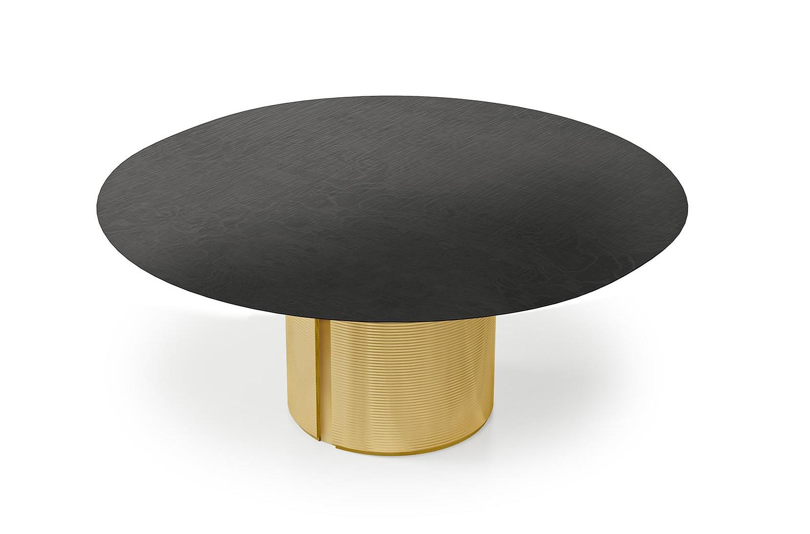 Black & Gold Round Dining Table 160 cm