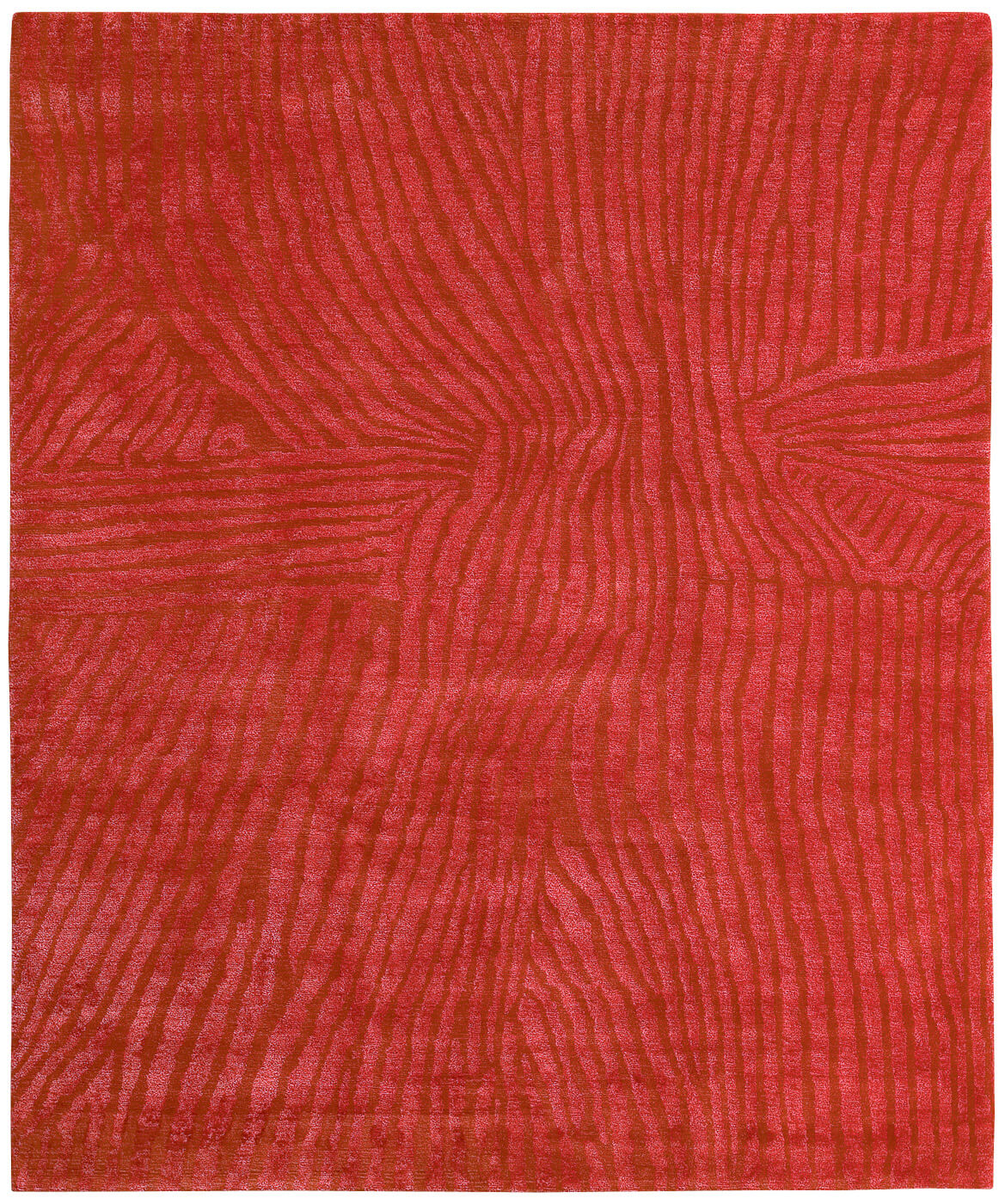 Hand-Knotted Red Modern Rug