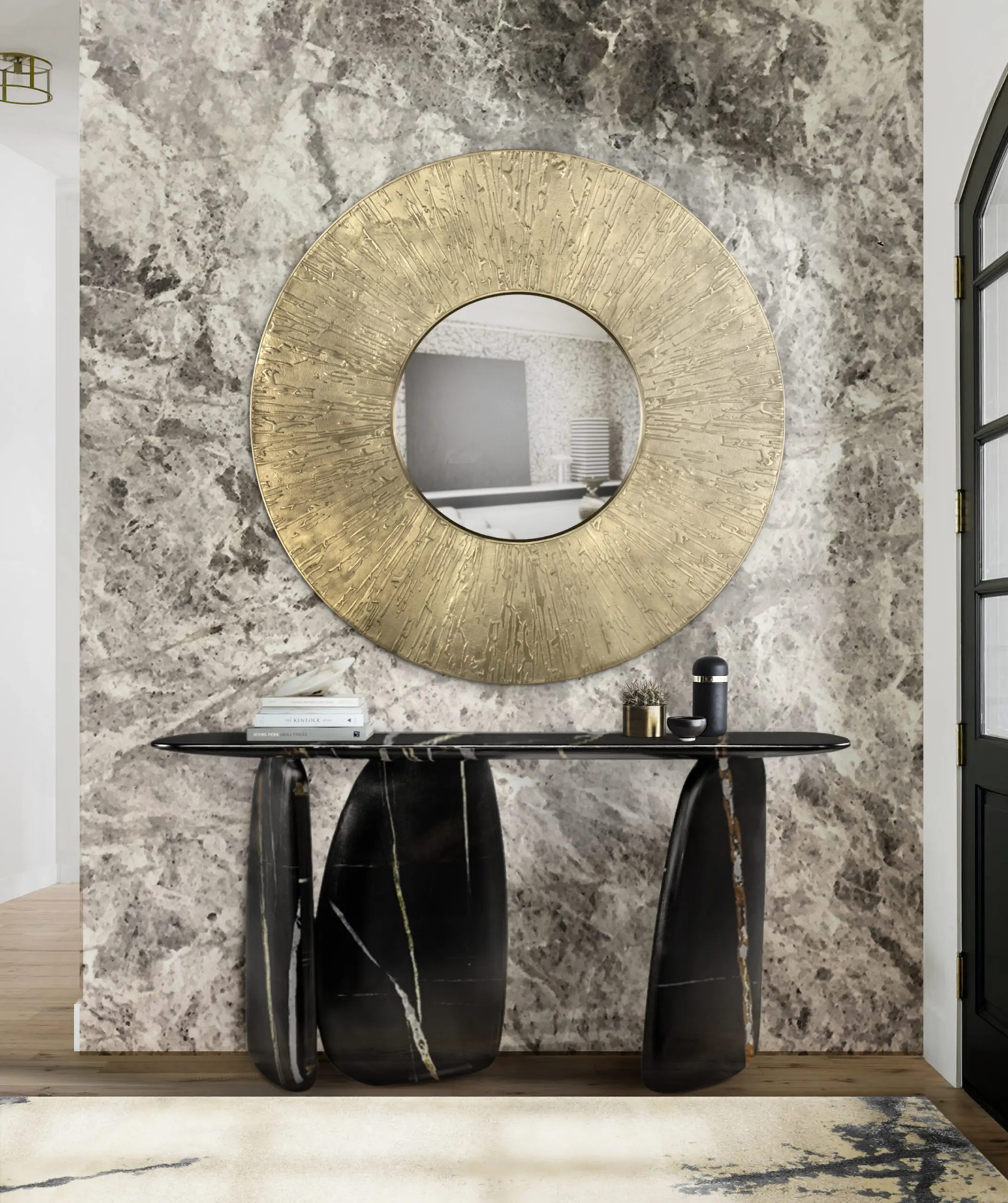 Sculptural Black Console Table