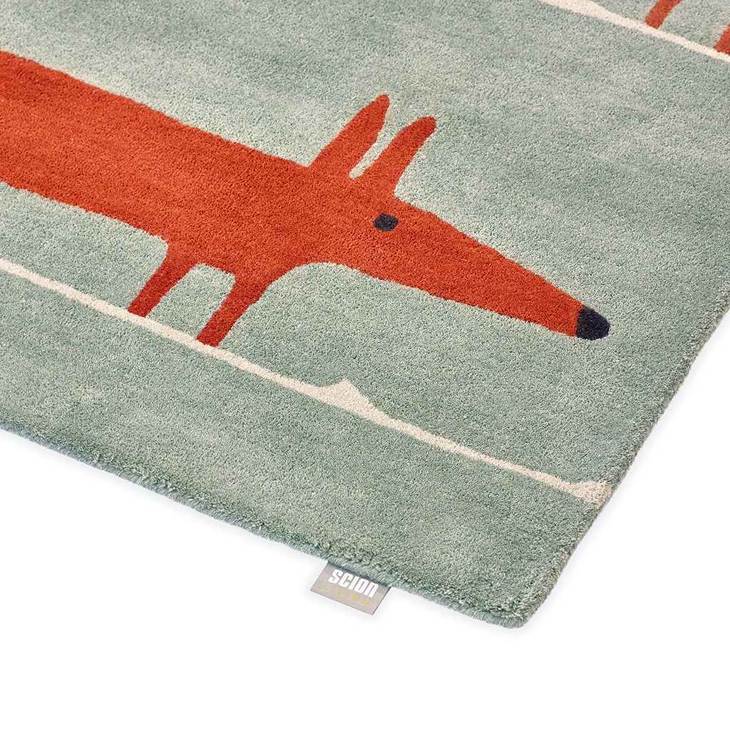 Fox Mint / Orange Handwoven Rug