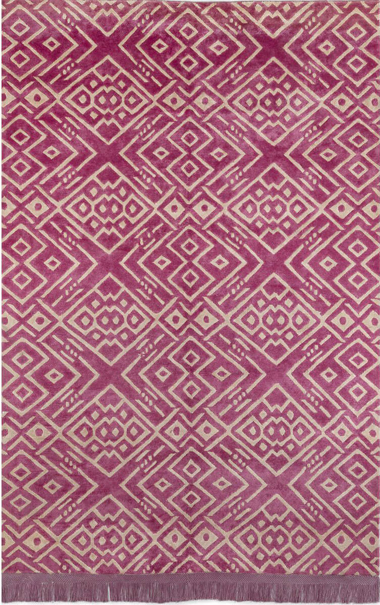 Hand-Knotted Silk Fuxia Sitap Rug
