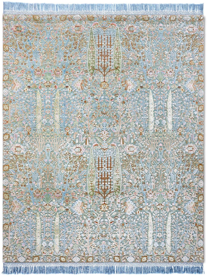 Pine Garden Blue Hand Woven Rug