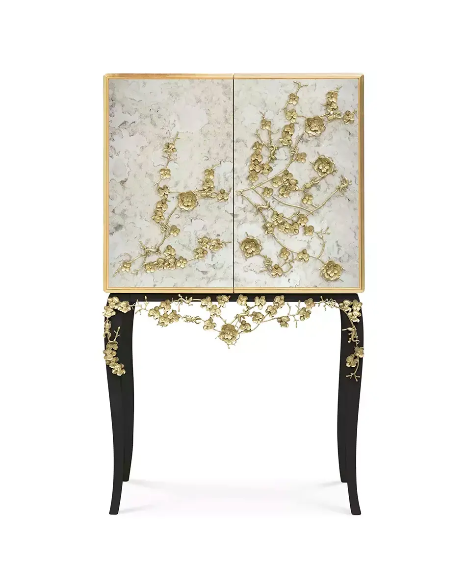 Mirage Aged Mirror Bar Cabinet