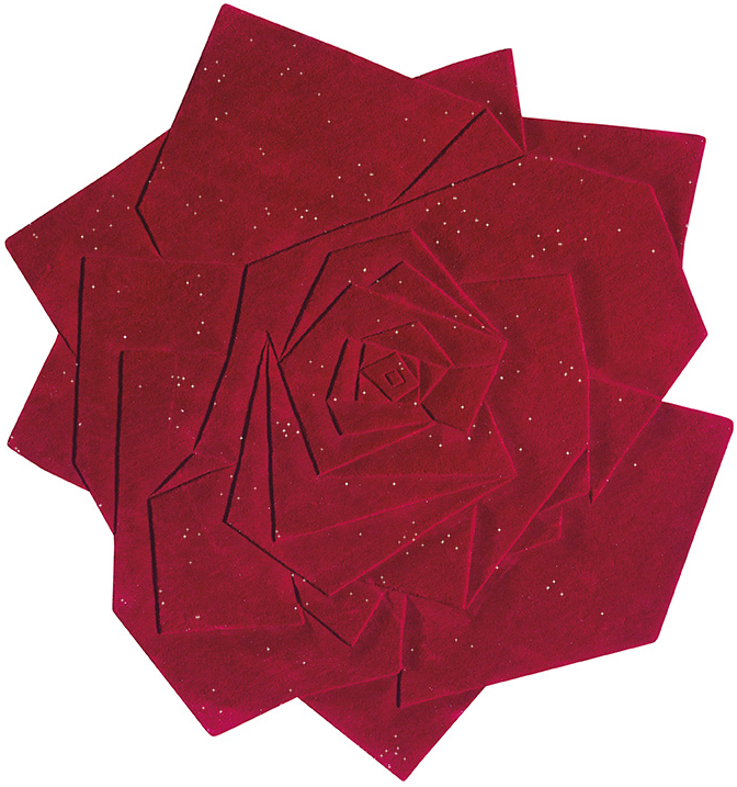 Rose Flower Indian Rug ☞ Size: 4' 3" x 4' 3" (130 x 130 cm)