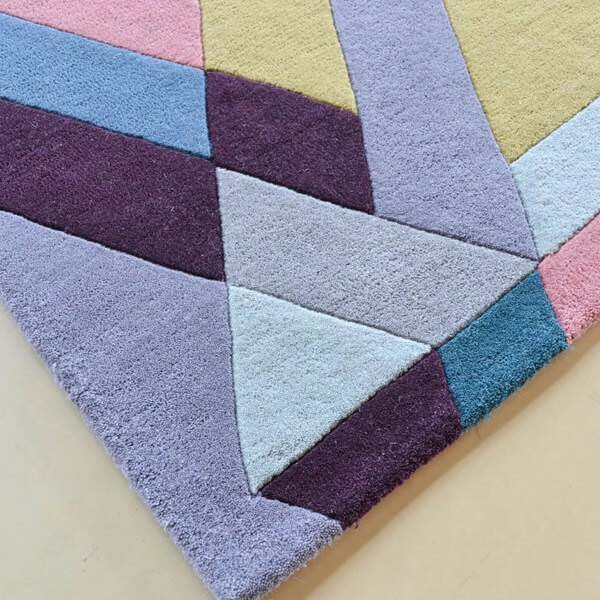 Hand-Tufted Geometric Light-Purple Rug