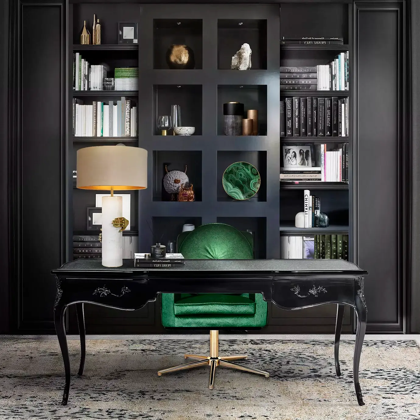 Exotic Peacock Feather Top Ormolu Desk