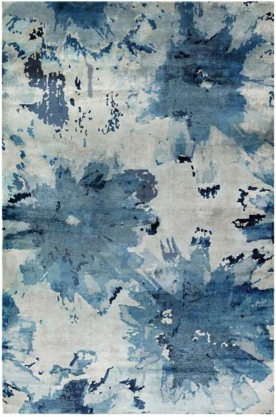 Abstract Floral Blue Rug