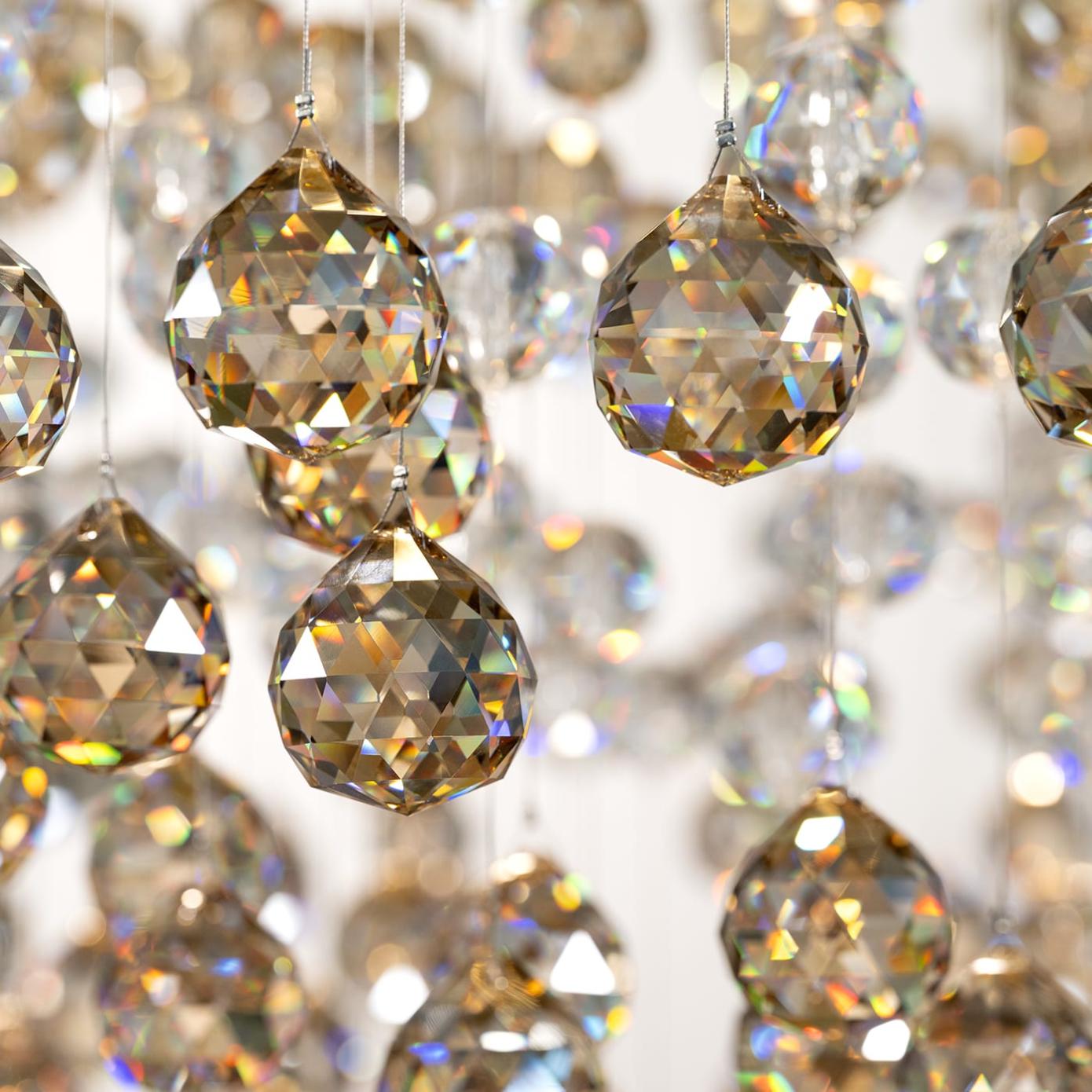 Elegant Chandelier in Pale Gold with Crystal Spheres