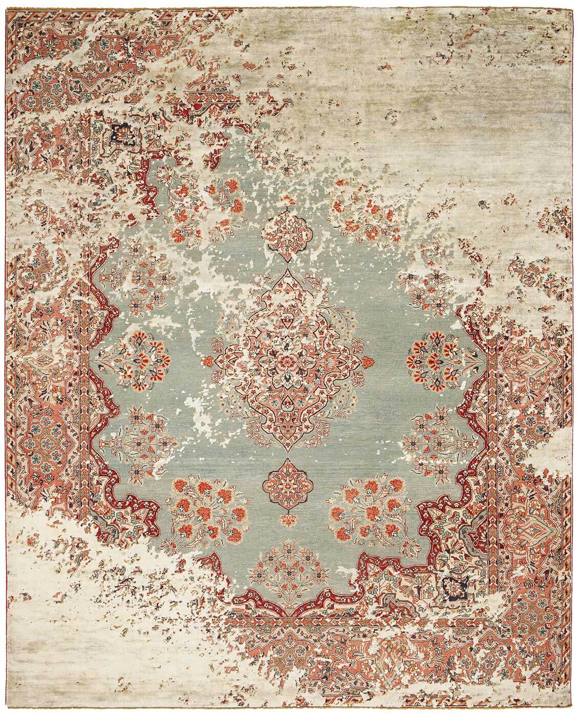 Red Hand Knotted Wool & Silk Rug