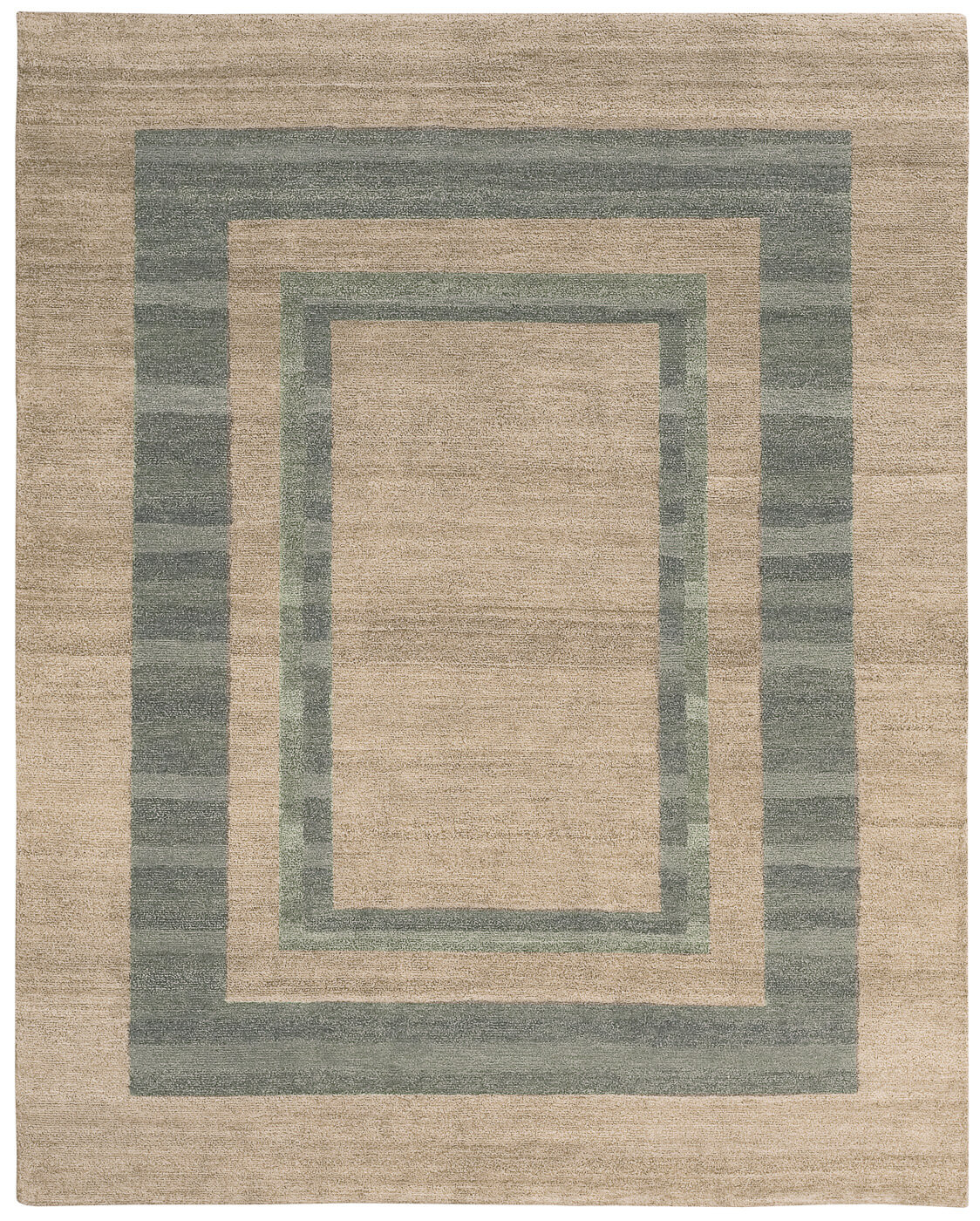 Border Green Hand-Knotted Rug