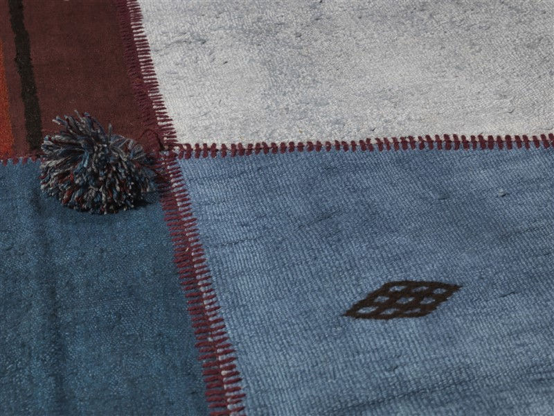 Patchwork Hemp Blue / Brown Rug