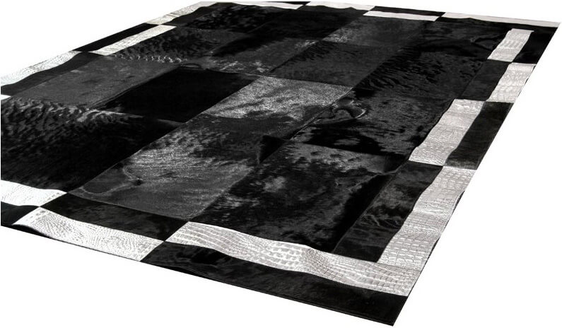 Vrilissia Cowhide Grey/Black Rug ☞ Size: 200 x 280 cm