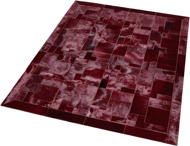 Puzzle Burgundy Cowhide Rug