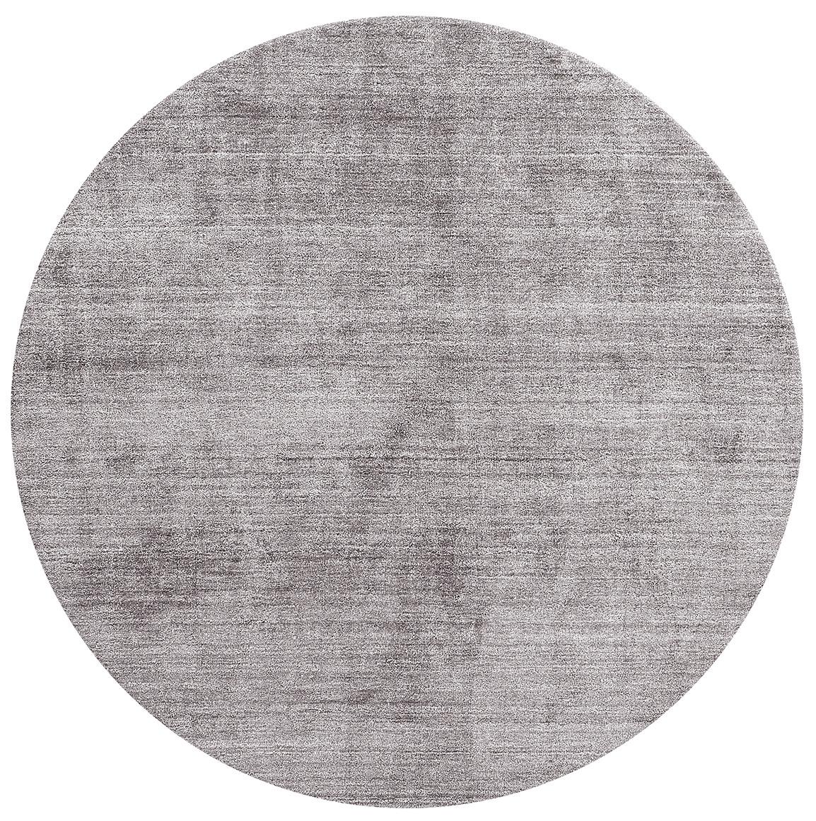 Round Silver Silk Rug