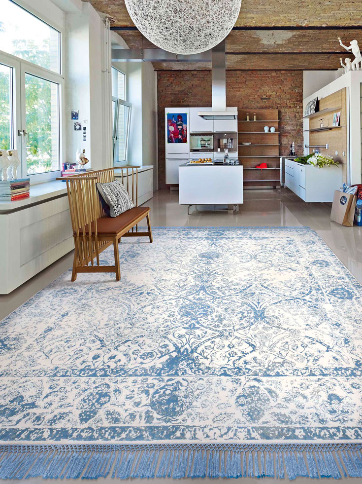 Light Blue Hand Woven Rug