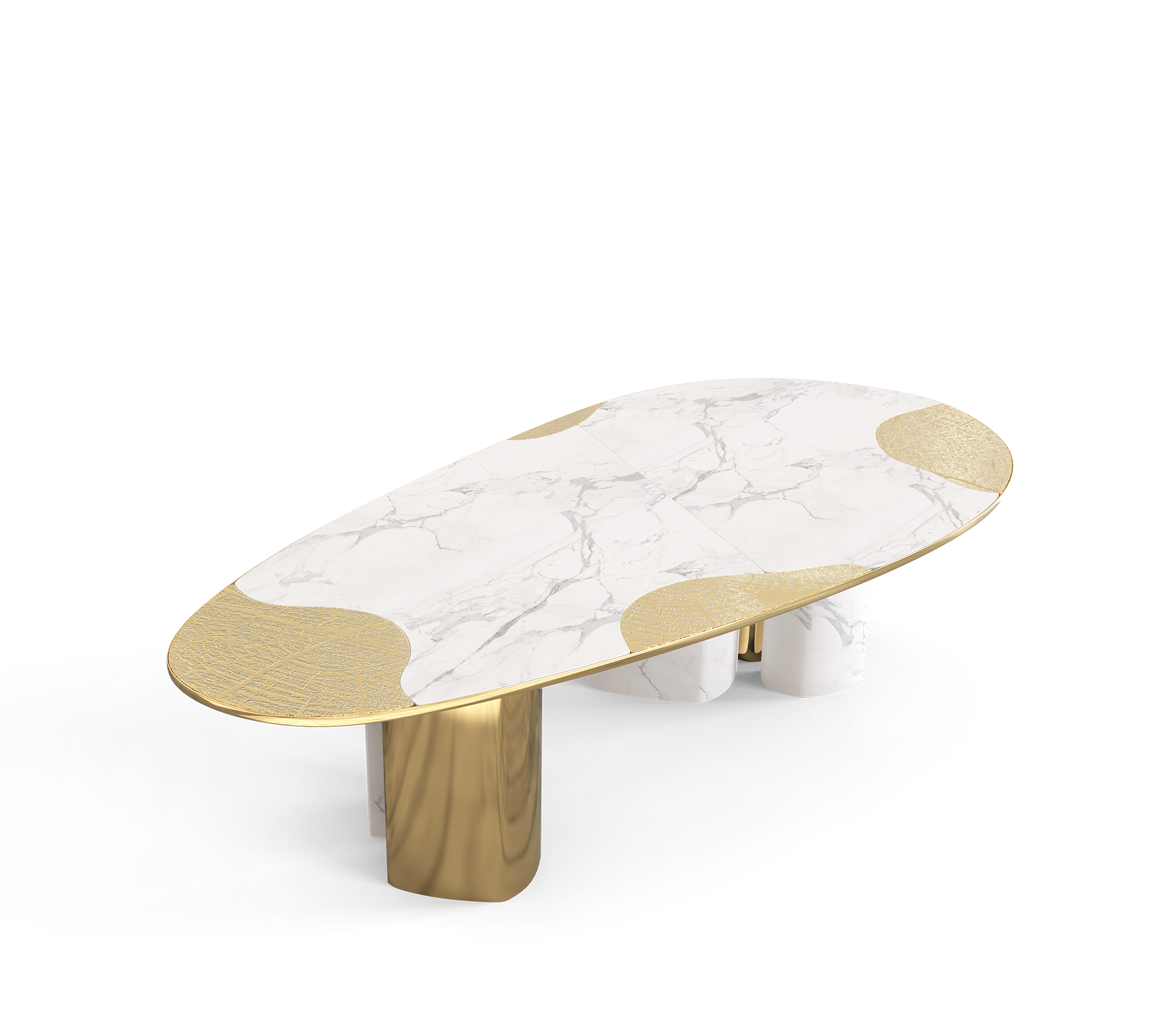 Athena Carrara Marble & Gold Dining Table