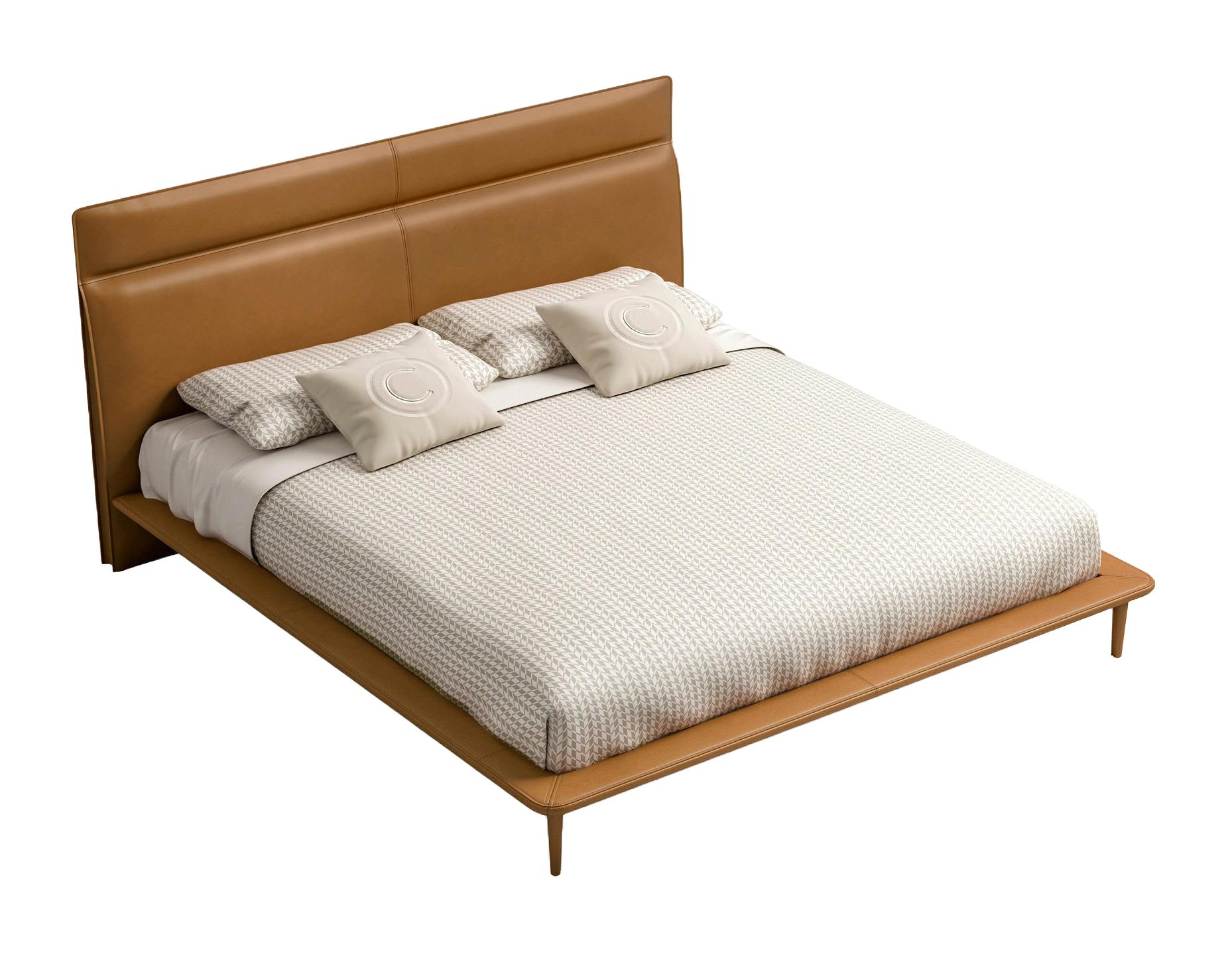 Modern Leather Bed ☞ Size: 155 x 200 cm