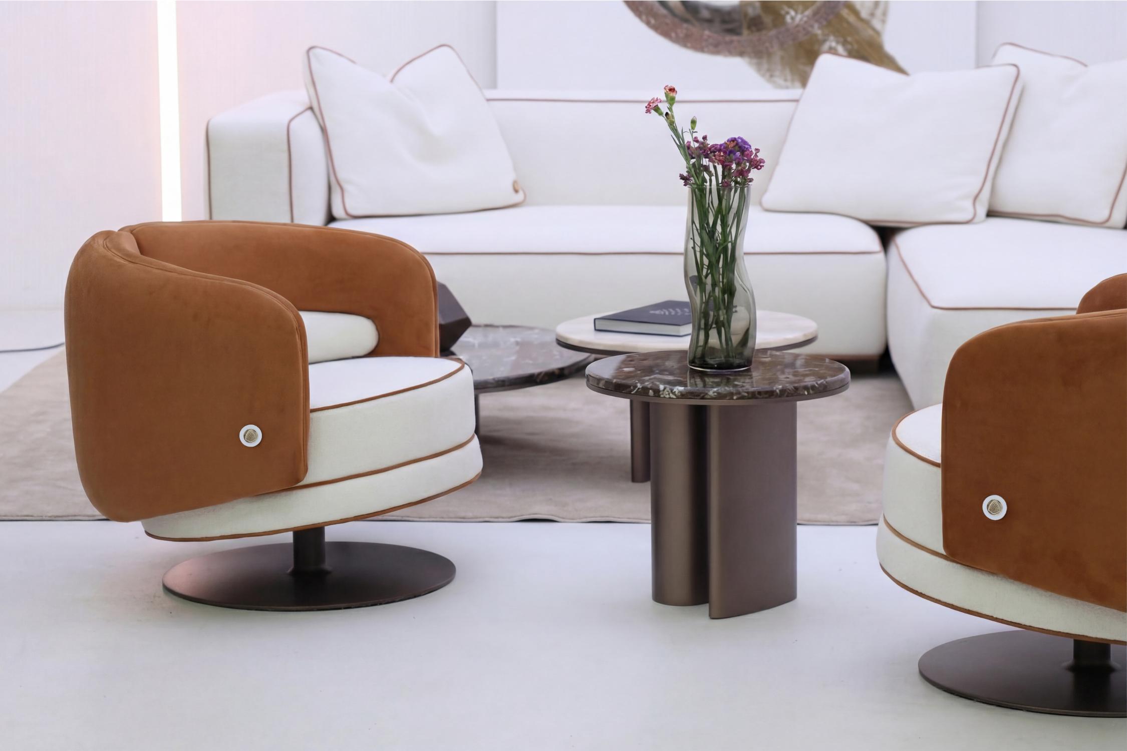 Bon Ton Two-Tone Swivel Armchair