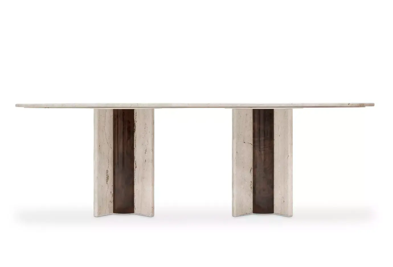 Parisian Travertine Marble Oval Dining Table