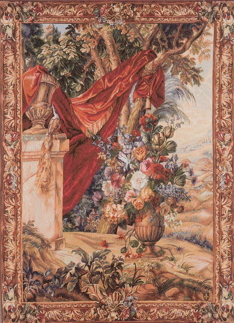 Vertical Bouquet with Drapery Tapestry