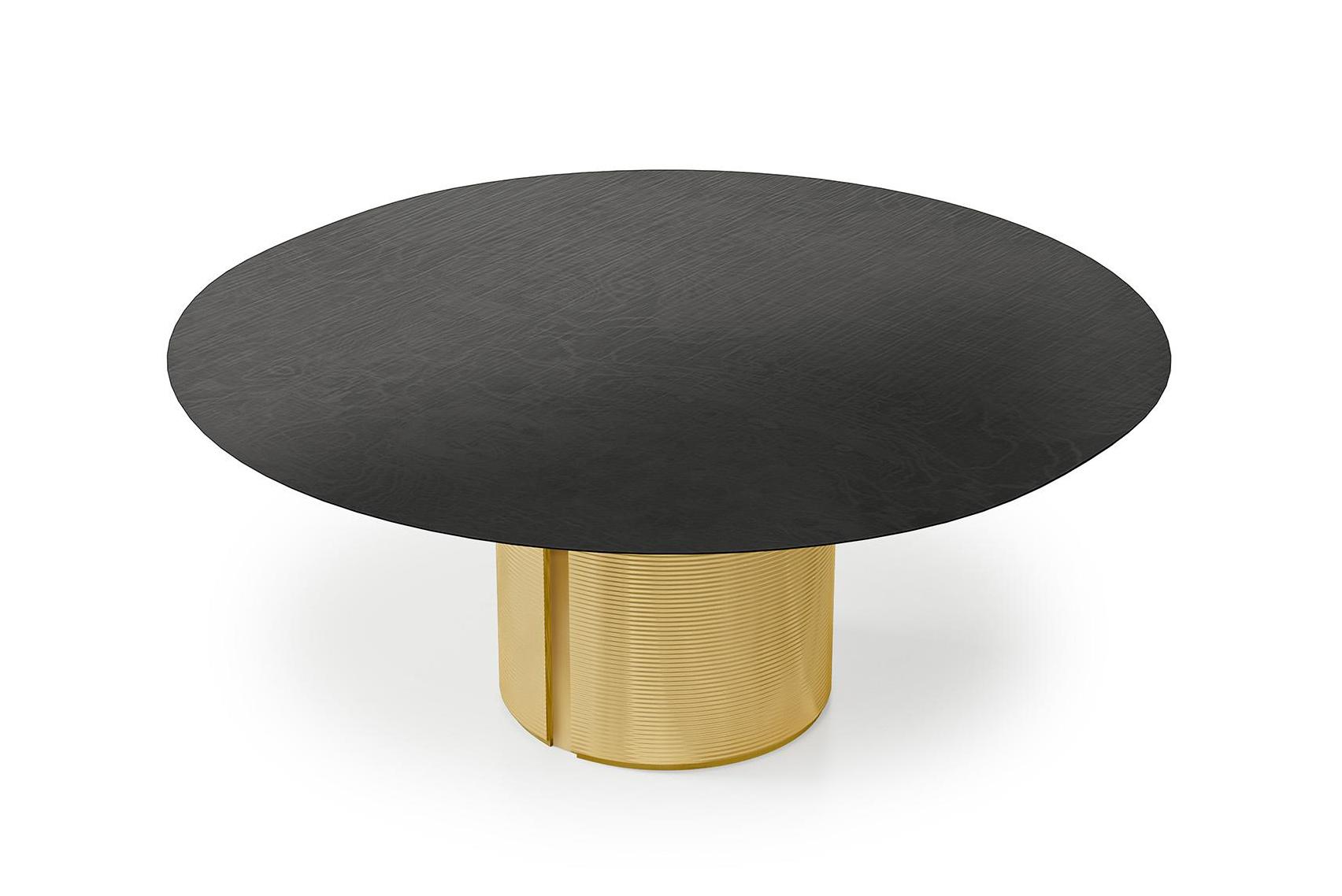 Black & Gold Round Dining Table 180 cm