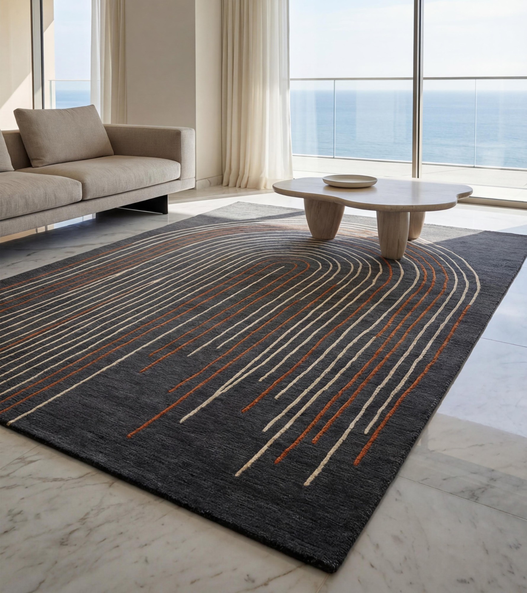 Arcade Lines Umber Artisan Rug