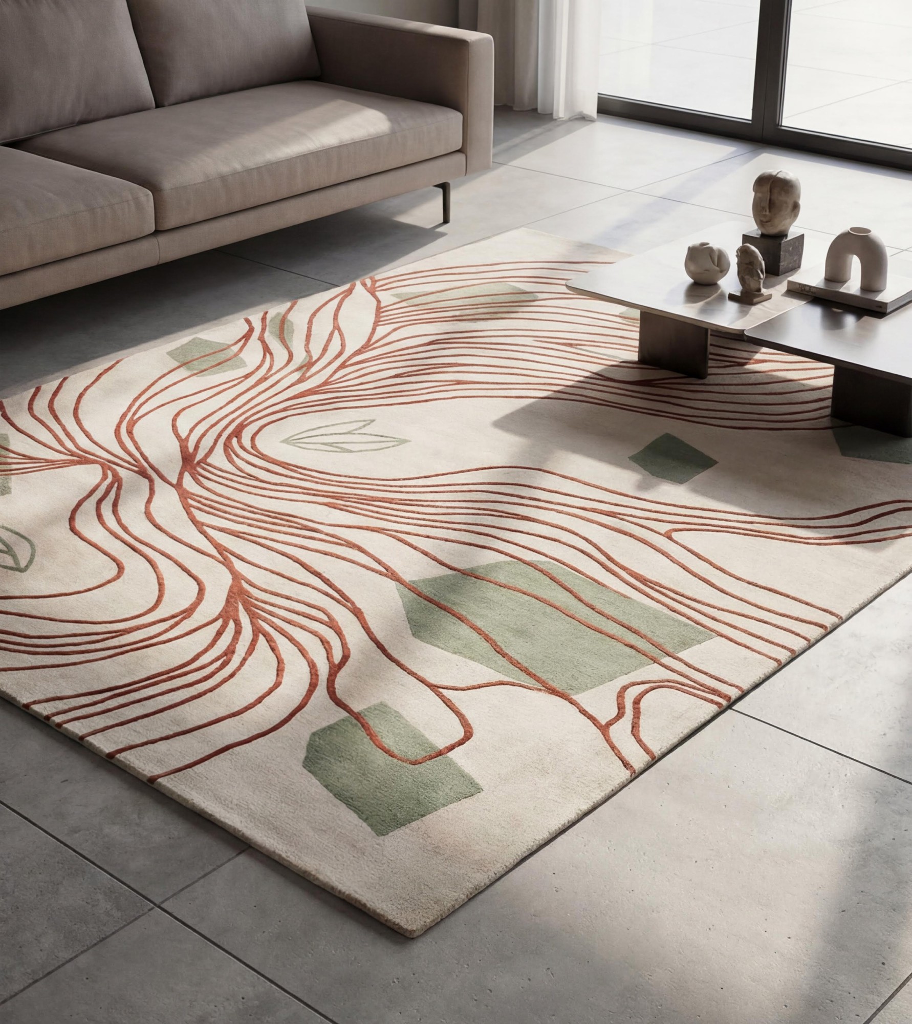 Flowing Lines Handcrafted Rug