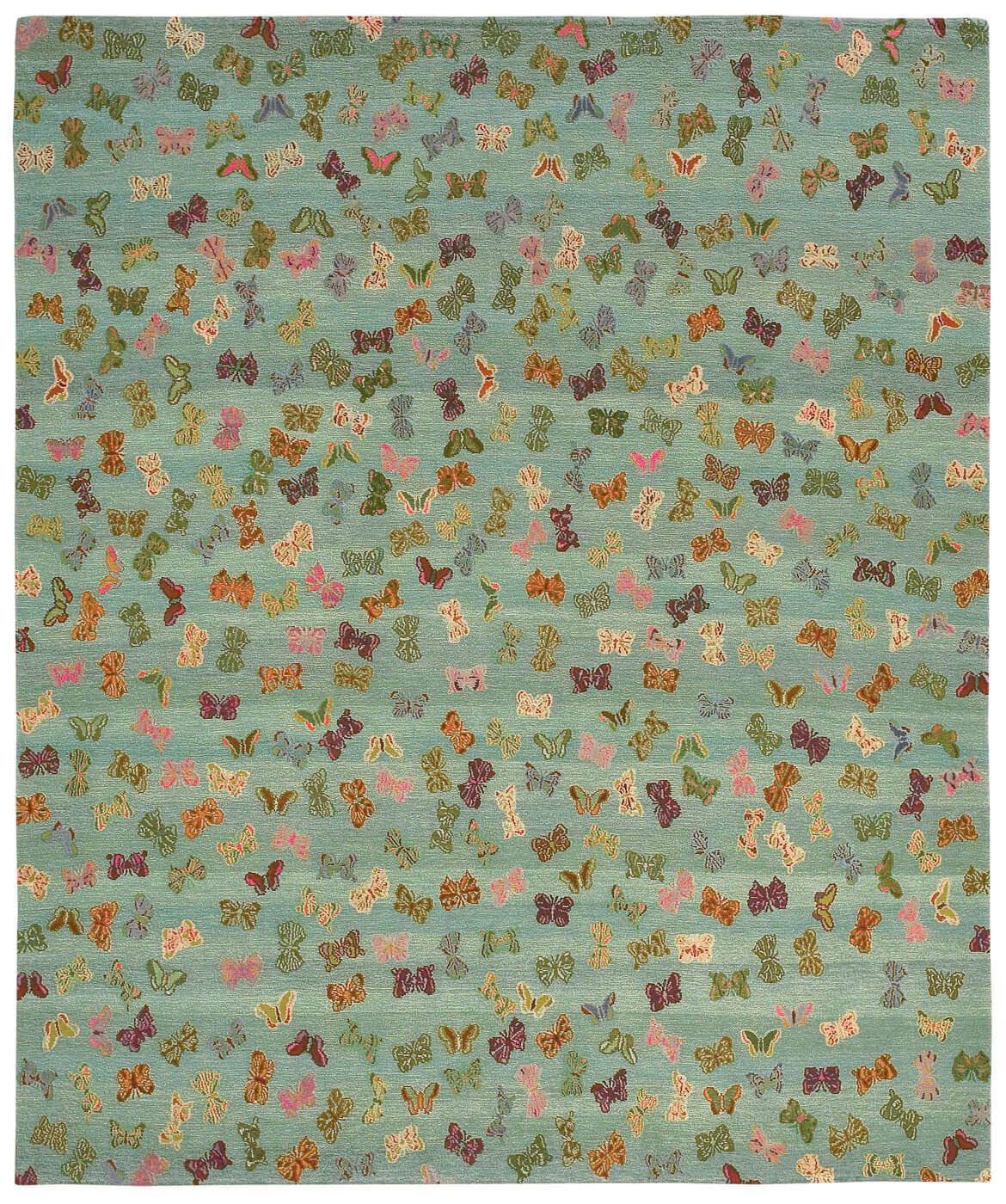 Butterflies Blue Hand-Knotted Rug