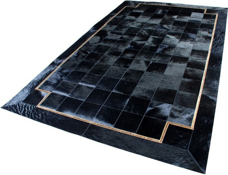 Glafira Cowhide Black/Gold Rug