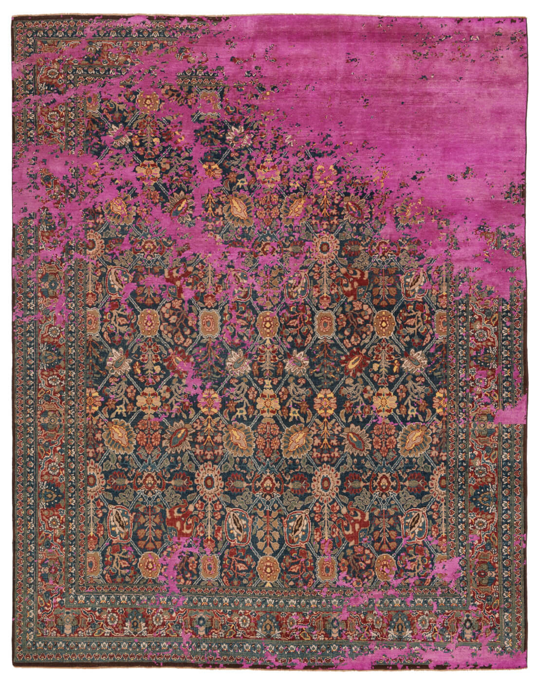 Tabriz Hand-knotted Purple Wool & Silk Rug