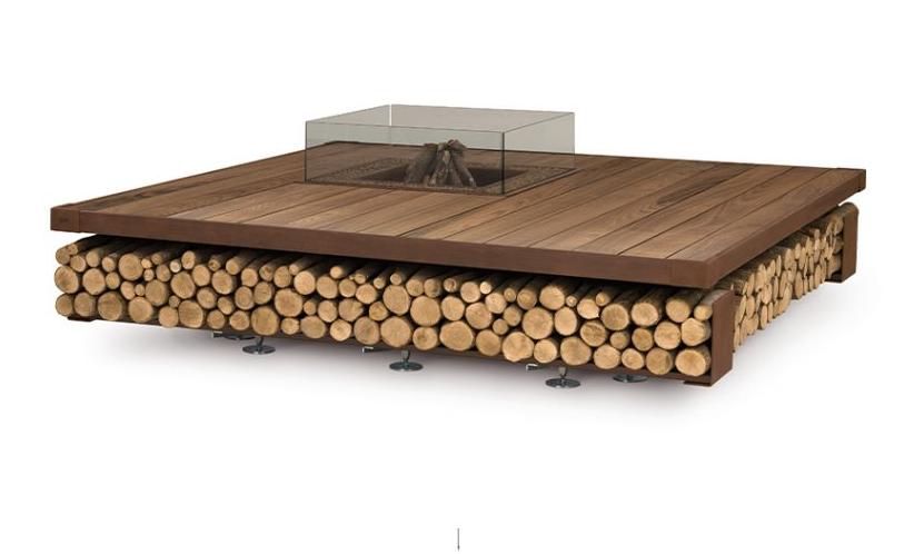 Opera Square Garden Fire Pit | Finishing: Brown