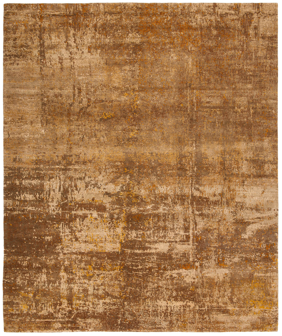 Hand-Knotted Artwork Wool & Silk Brown Rug