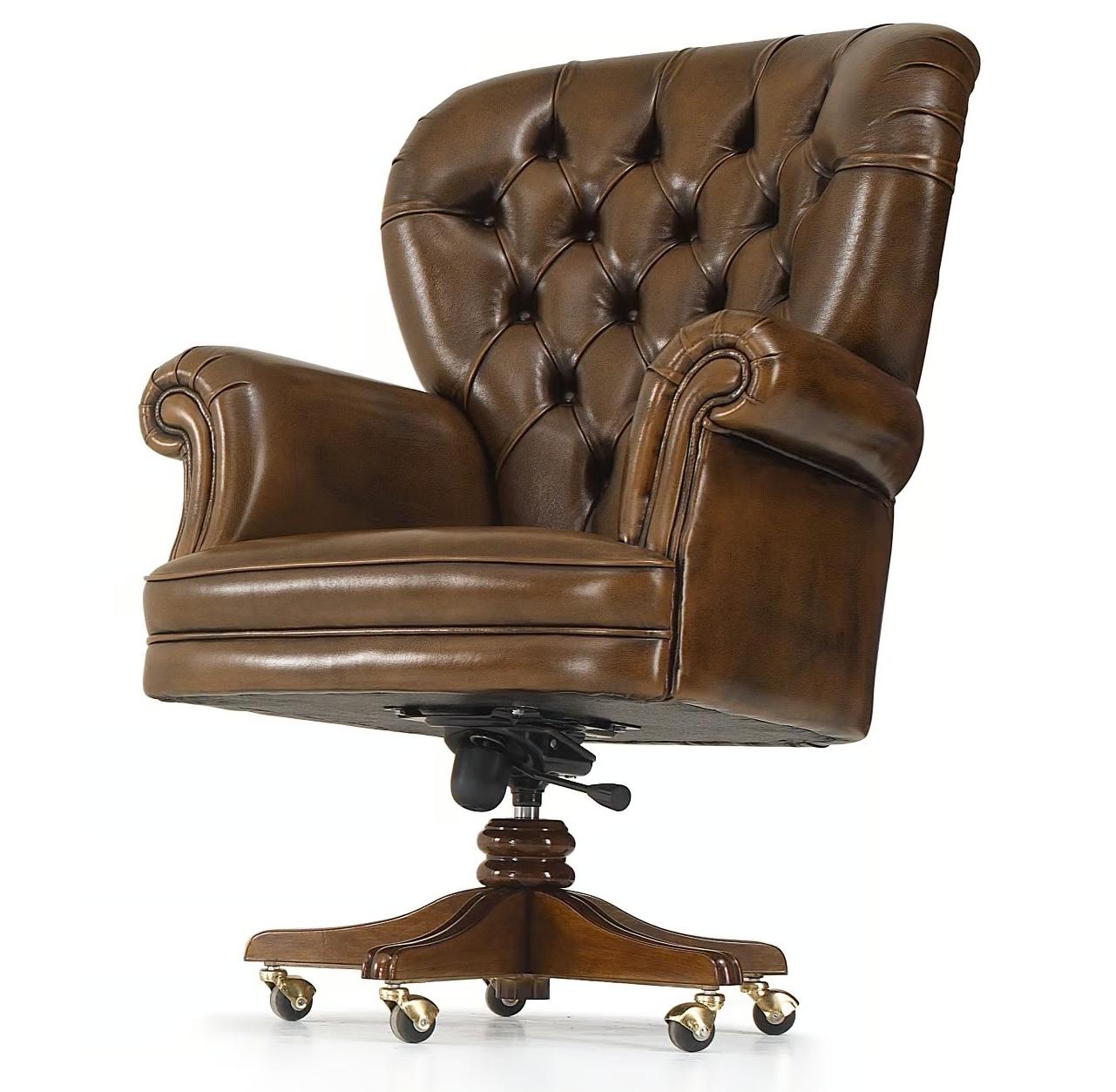 Dolcevita Leather Armchair with 5-Spoke Swivel Base