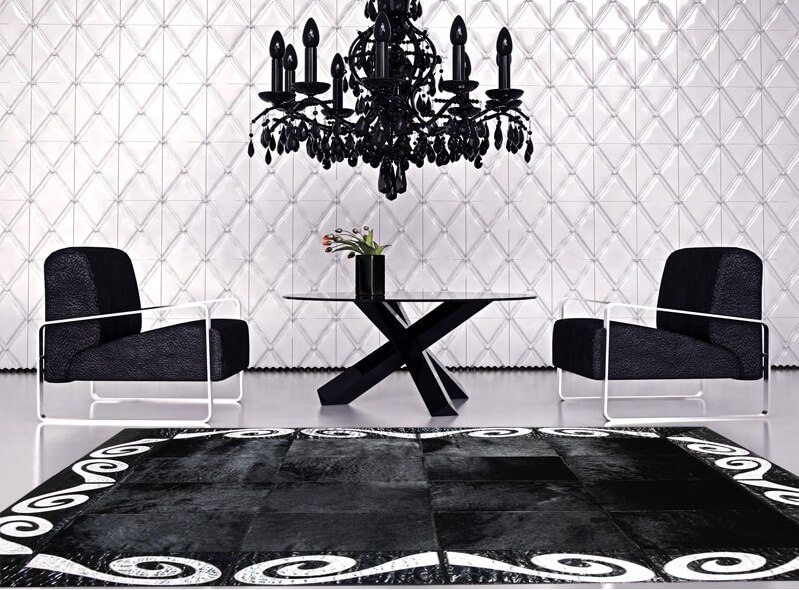 Black & Silver Cowhide Rug