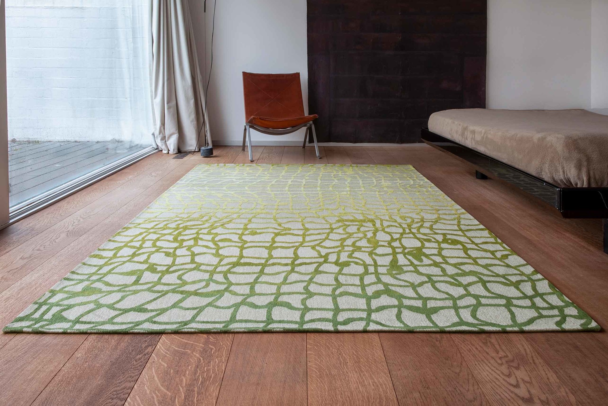 Green Flatwoven Rug ☞ Size: 6' 7" x 9' 2" (200 x 280 cm)