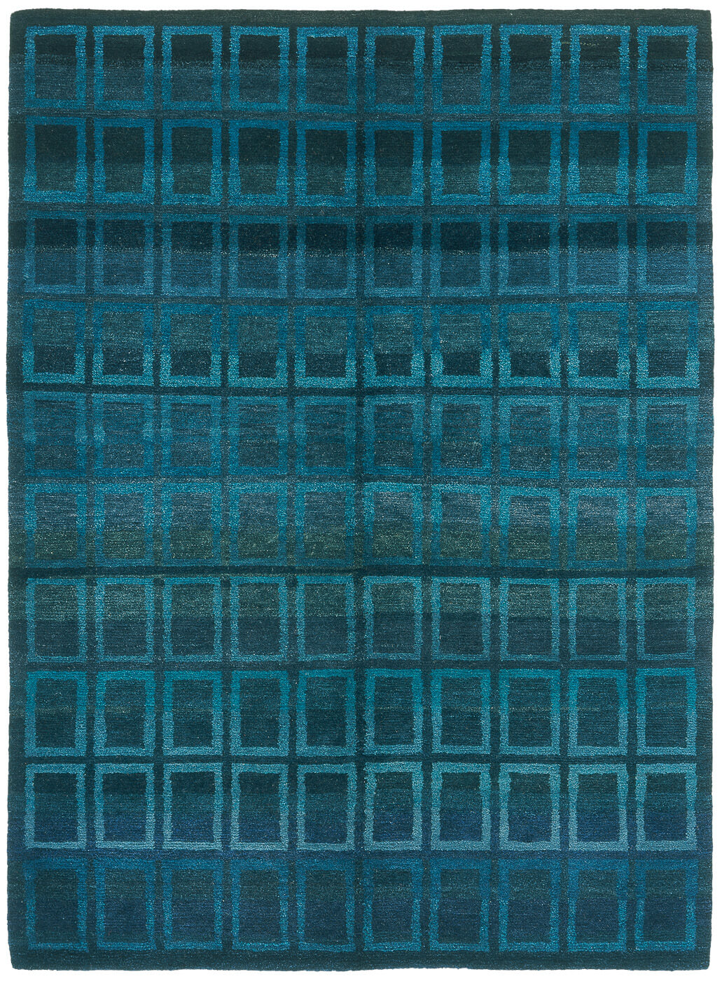 Hand-Knotted Wool Blue Rug