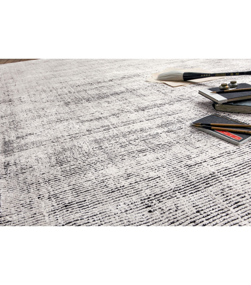 Silver Wool / Viscose Hand-Loomed Rug