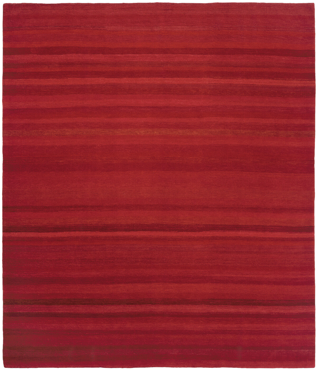 Red Striped Hand-Knotted Rug