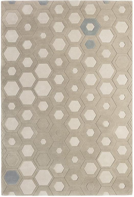 Hexagon Beige Wool Rug ☞ Size: 200 x 300 cm