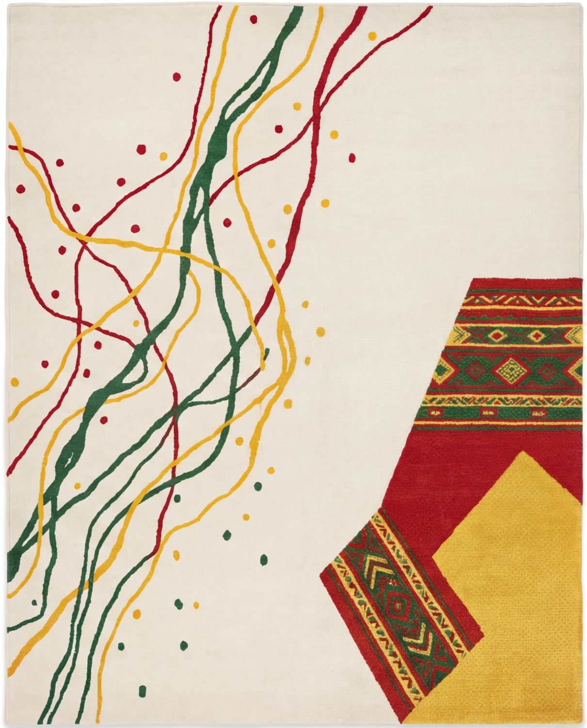 Calligraphic Paths Color Handcrafted Rug