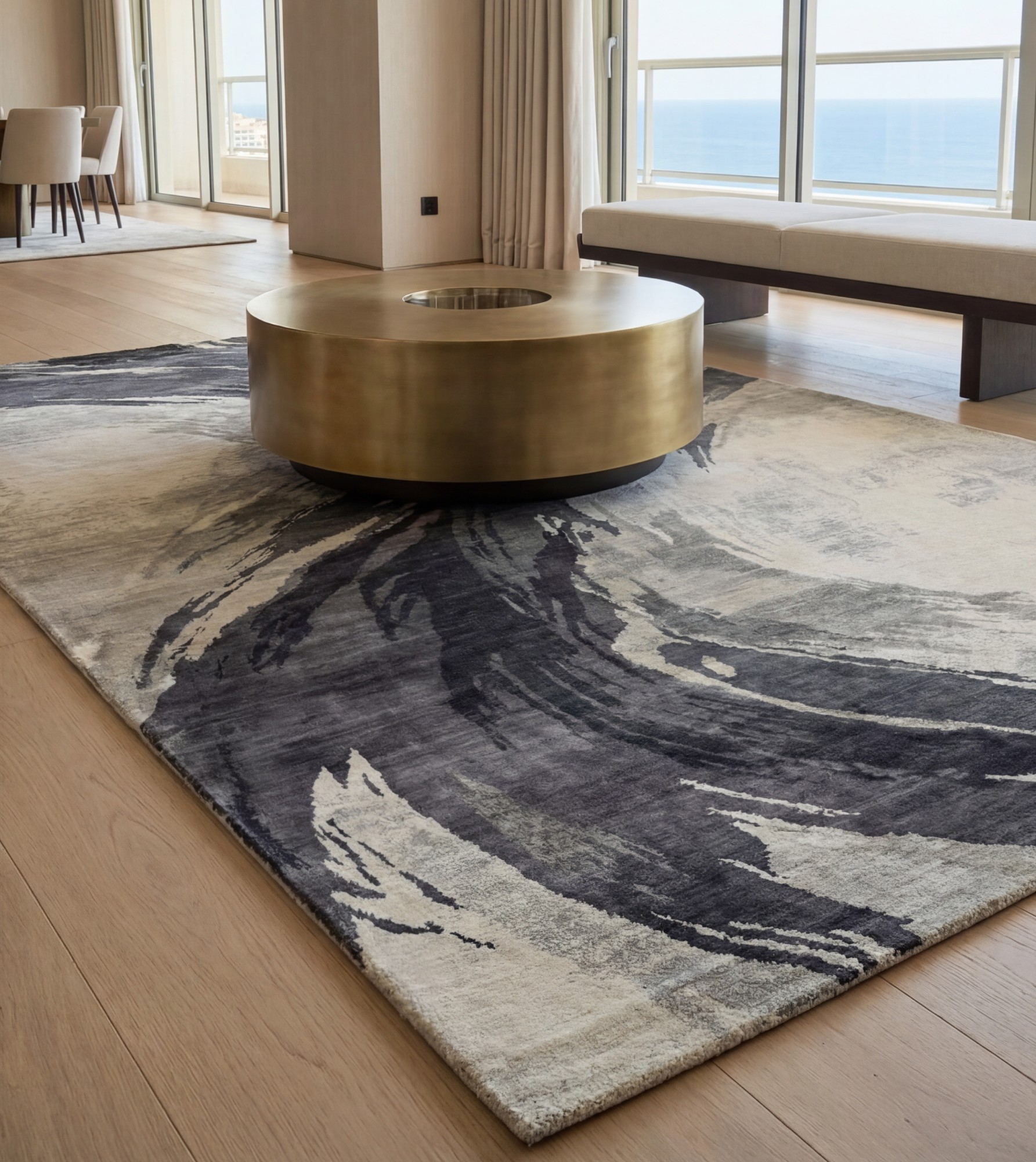 Ink Motion Handcrafted Rug